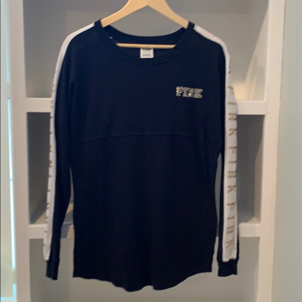 Pink brand long sleeve t-shirt with gold Sequence.